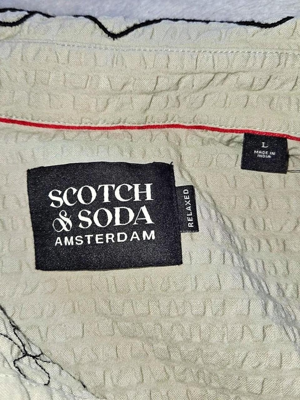 Scotch & Soda Oversize Embroidered Cotton Seersucker Button Up Shirt Size L - Picture 4 of 10